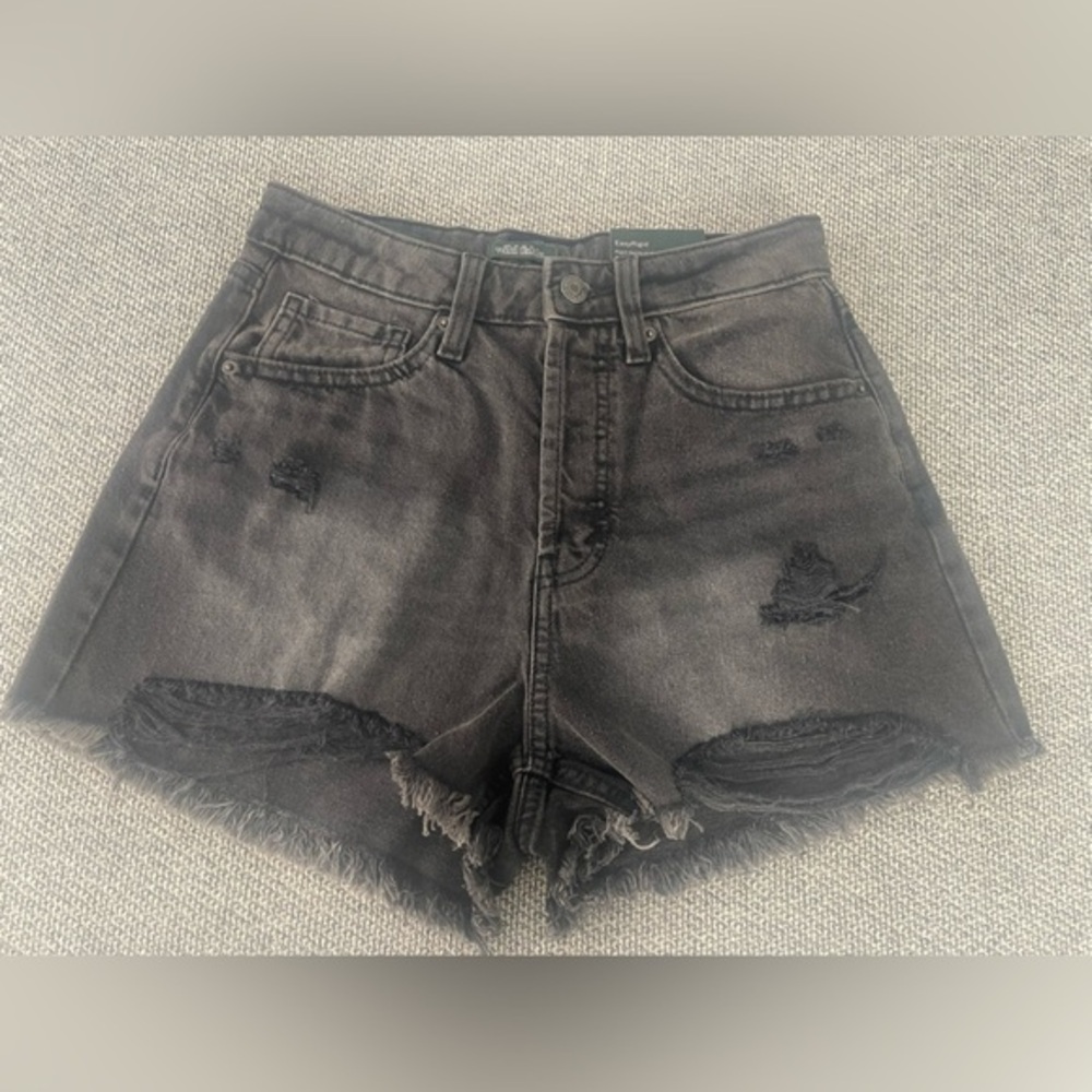 Wild Fable Black Jean Shorts Distressed Frayed Hem